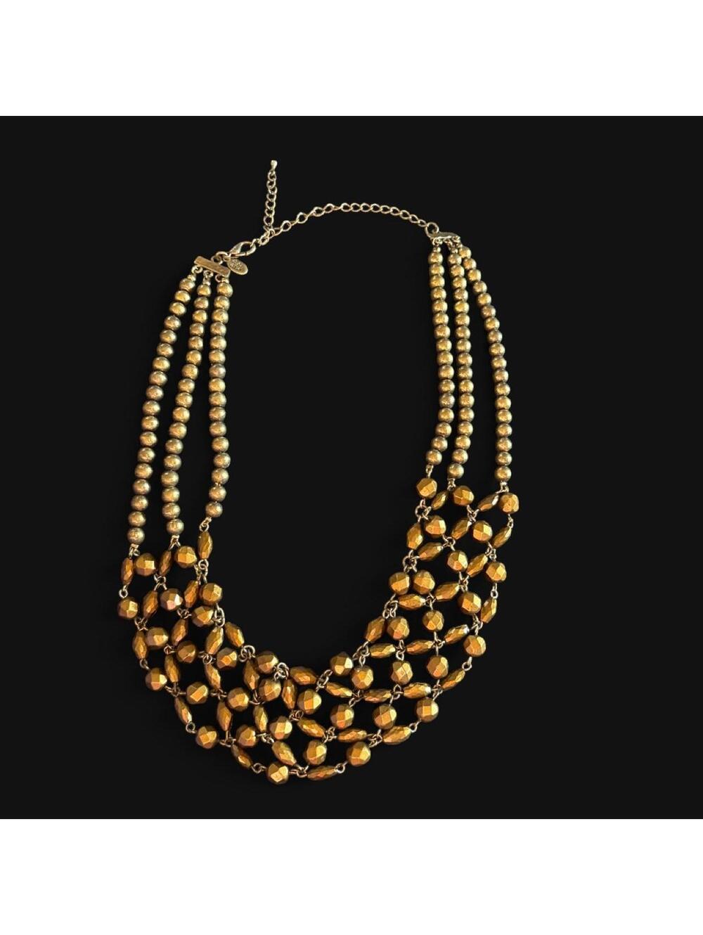 Cookie Lee Vintage Gold Tone Webbed Bib Necklace, a highly sought-after costume